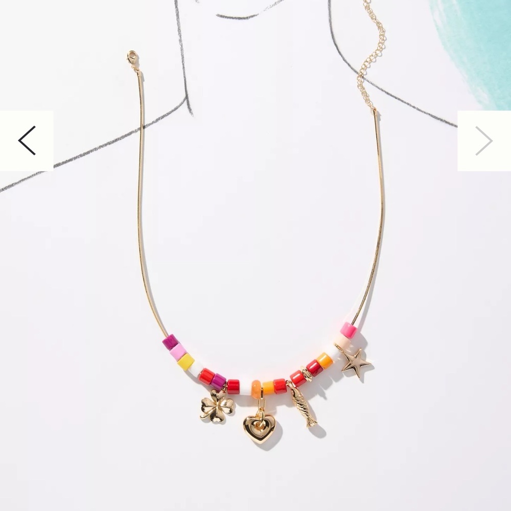 NWT Anthropologie Beaded Charm Necklace
